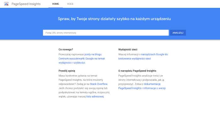 Page Speed Insights - narzędzie od Google'a do mierzenia szybkości strony